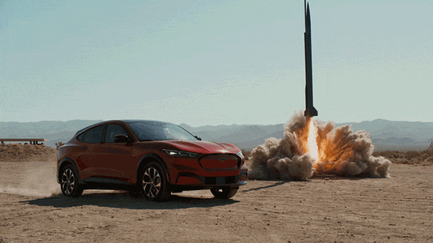 Mustang Mach-E v. Rocket Science GIF
